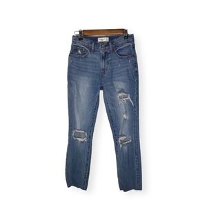 Abercrombie & Fitch The Boyfriend Mid Rise Distressed Jeans.